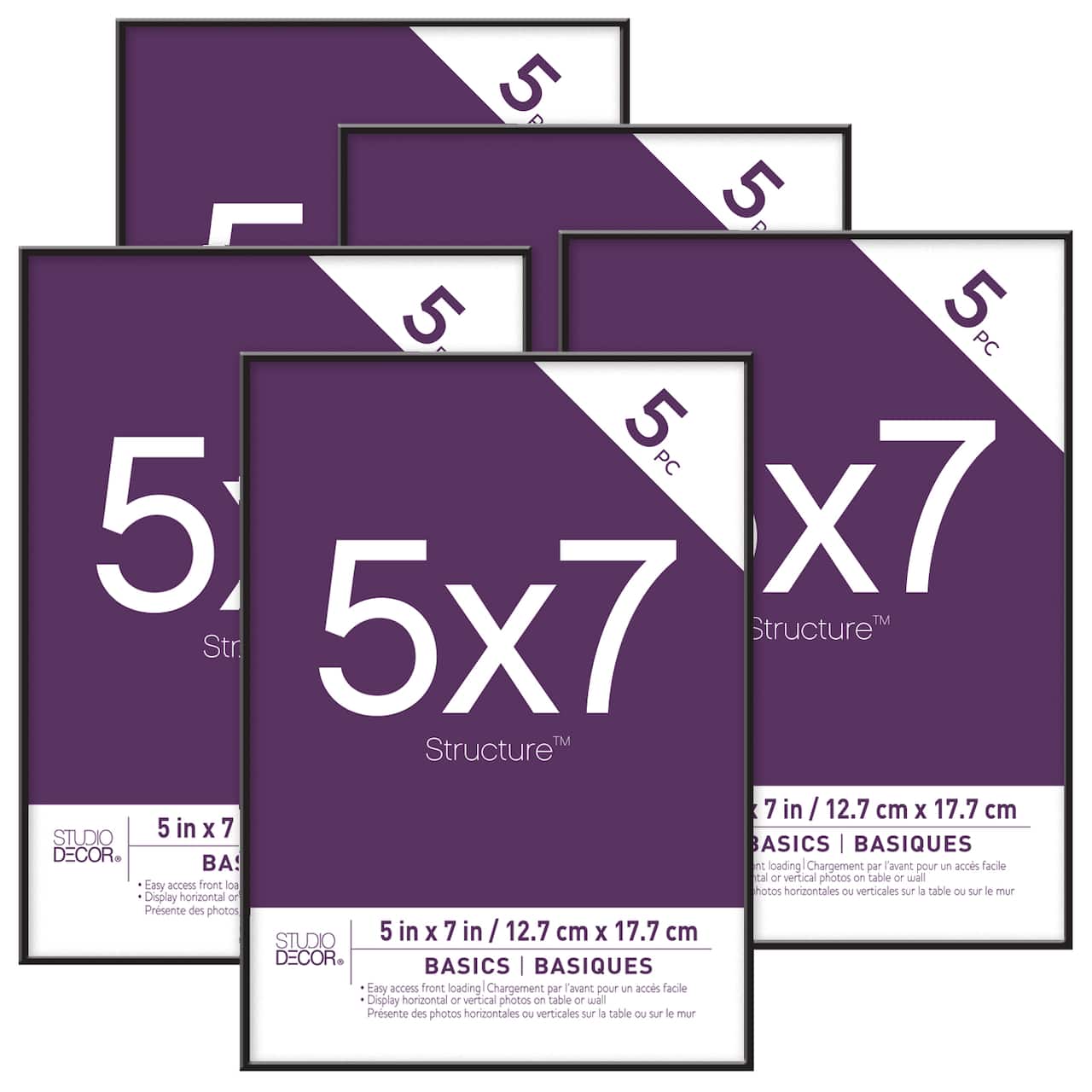 5 Pack 5&#x22; x 7&#x22; Black Basics Frames by Studio D&#xE9;cor&#xAE;